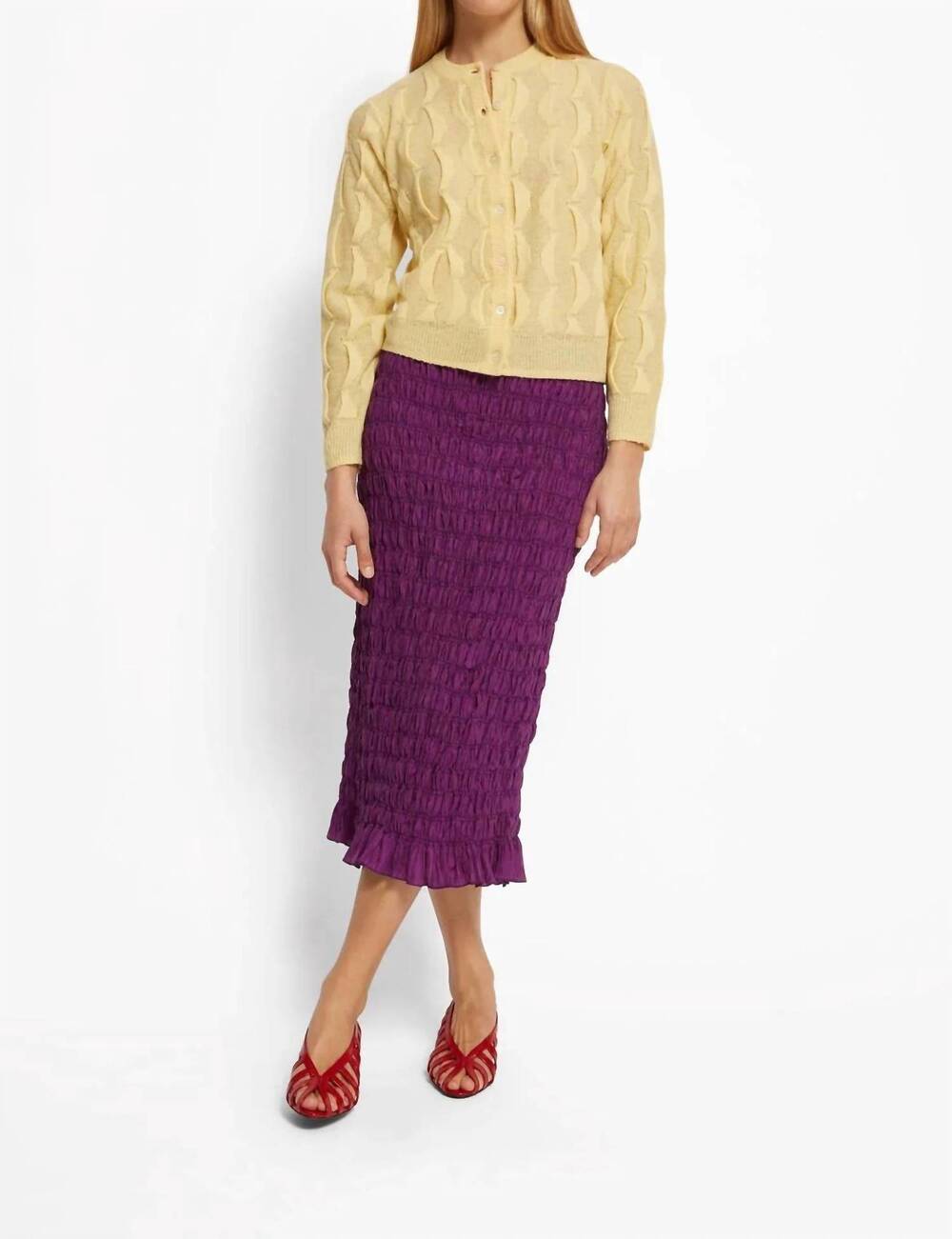NEW ROSEANNA ida midi skirt in bright plum